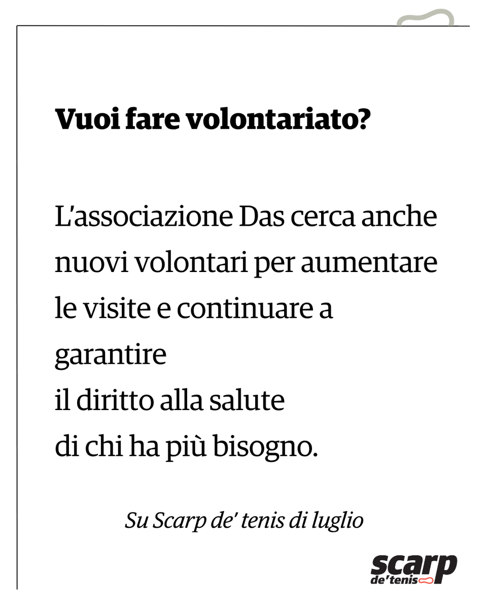 Medici in pensione che visitano gratis chi non può pagare. In Valle d’Aosta l’associazione Das promuove il diritto alla salute con 43 volontari medici, psicologi e infermieri. 
E cercano volontari.
📍 Consultorio Pont-Suaz (AO)
📞3756871911
Scopri di più👉 shop.scarpdetenis.it