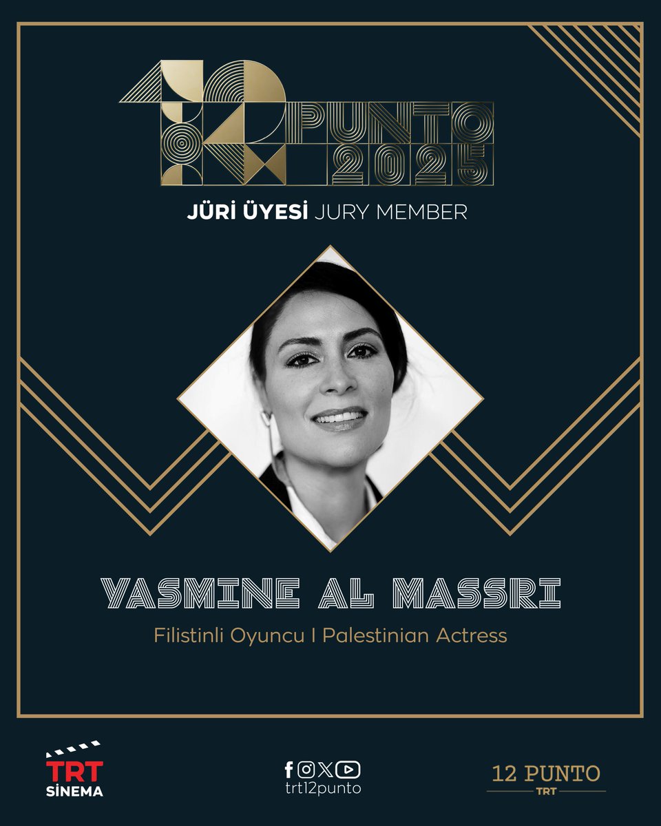 🎬 #12Punto2025 | Jüri Üyesi
✨ Yasmine Al Massri | Oyuncu

Caramel, Miral, Quantico, Law &amp; Order gibi yapımlarda rol aldı. 

Mülteci hakları, Filistin anlatıları ve Arap kadınlarının temsili konusunda aktif bir savunucu.