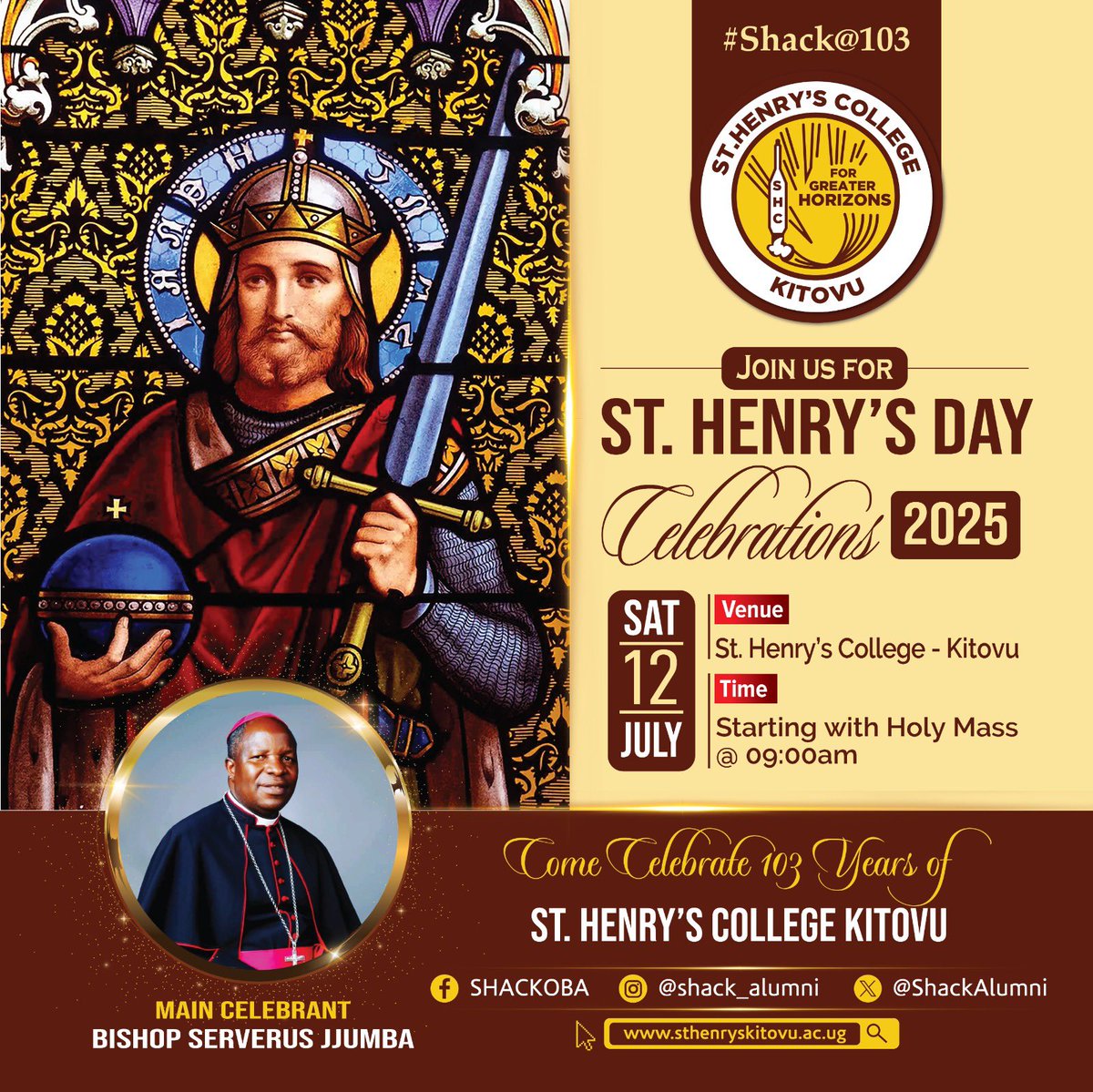 ShackAlumni's tweet photo. Reminder: Mass starts at 9am on Saturday. #SHACK103 https://t.co/FfNpY8rivO