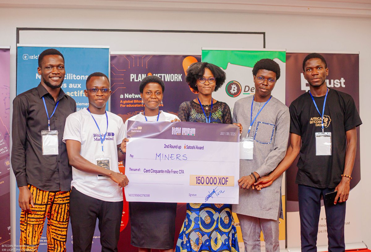 Proud moment for our Team Miners🥉🎉
We secured 3rd place at the BMM2025 Hackathon and were awarded a cheque of 150,000 XOF 💰👏  
Congratulations to my amazing teammates . It’s just the beginning👌.  
Thanks to <a href="/btcmastermind_/">BITCOIN MASTERMIND</a>  , <a href="/BitcoinBenin/">₿itcoin ₿enin 🇧🇯</a> <a href="/planb_network/">Plan ₿ Network</a>, <a href="/TrezorAcademy/">Trezor Academy</a>