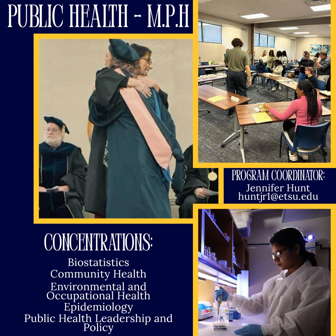Ready to promote and protect the health of our general public? Your education and hands-on training at ETSU will prepare you to enter the workplace ready to solve the challenges facing public health today, so apply now!