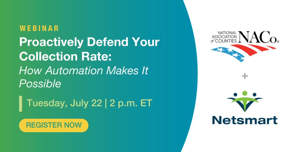 County providers: Strengthen your collection rate and simplify reimbursement.

Join Leah Bezanson and Erica Gregory at <a href="/NACoTweets/">NACo</a> to learn how #automation can drive cash flow, address denials and empower your teams. Register today: okt.to/mgKAGX