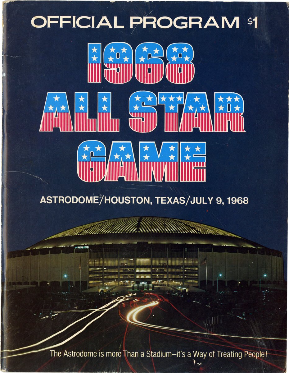 Today in 1968: this All-Star game in the Astrodome was notable for several reasons.

It was the first Midsummer Classic played indoors. 

And it's the only MLB All-Star game that ended in a 1-0 score. The only run was tallied in the first inning. Willie Mays singled, went to