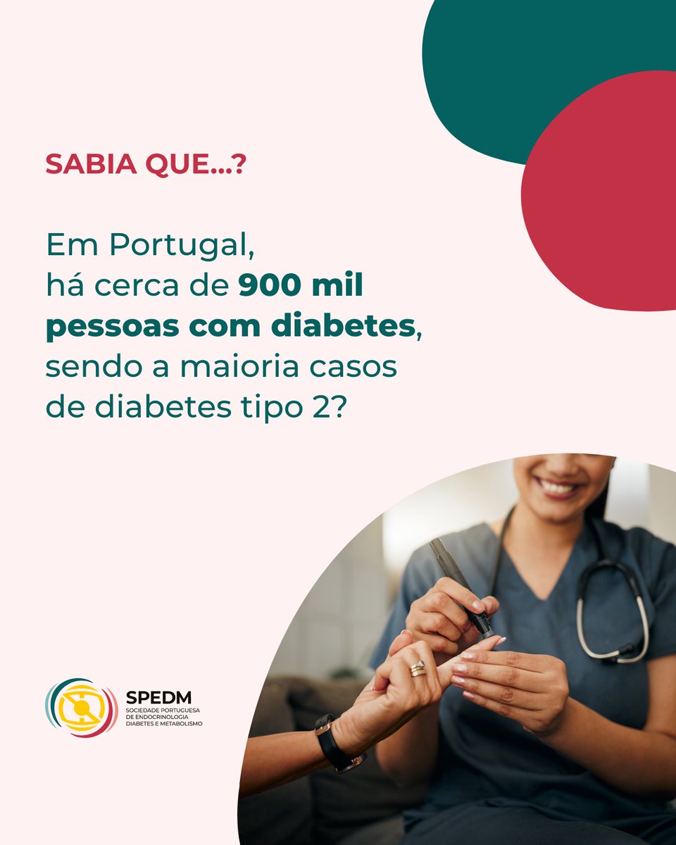 A diabetes tipo 2 é uma doença crónica com grande impacto na saúde — e que pode ser prevenida e controlada. ​

👨‍⚕️ Tem fatores de risco? Fale com o seu médico
👩‍⚕️ É profissional de saúde? Partilhe esta informação com os seus doentes

🔎 Saiba mais em: spedm.pt/pt/glandulas-e…