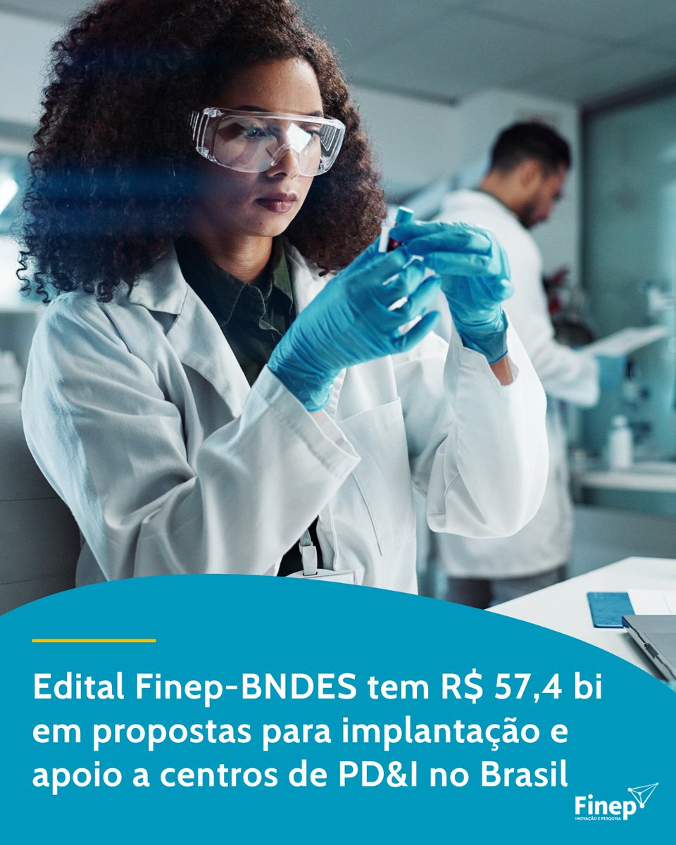 Edital Finep-BNDES tem R$ 57,4 bi em propostas para implantação e apoio a centros de PD&amp;I no Brasil

finep.gov.br/noticias/todas…

<a href="/gov_mcti/">Ministério da Ciência, Tecnologia e Inovação</a> <a href="/bndes/">BNDES</a>