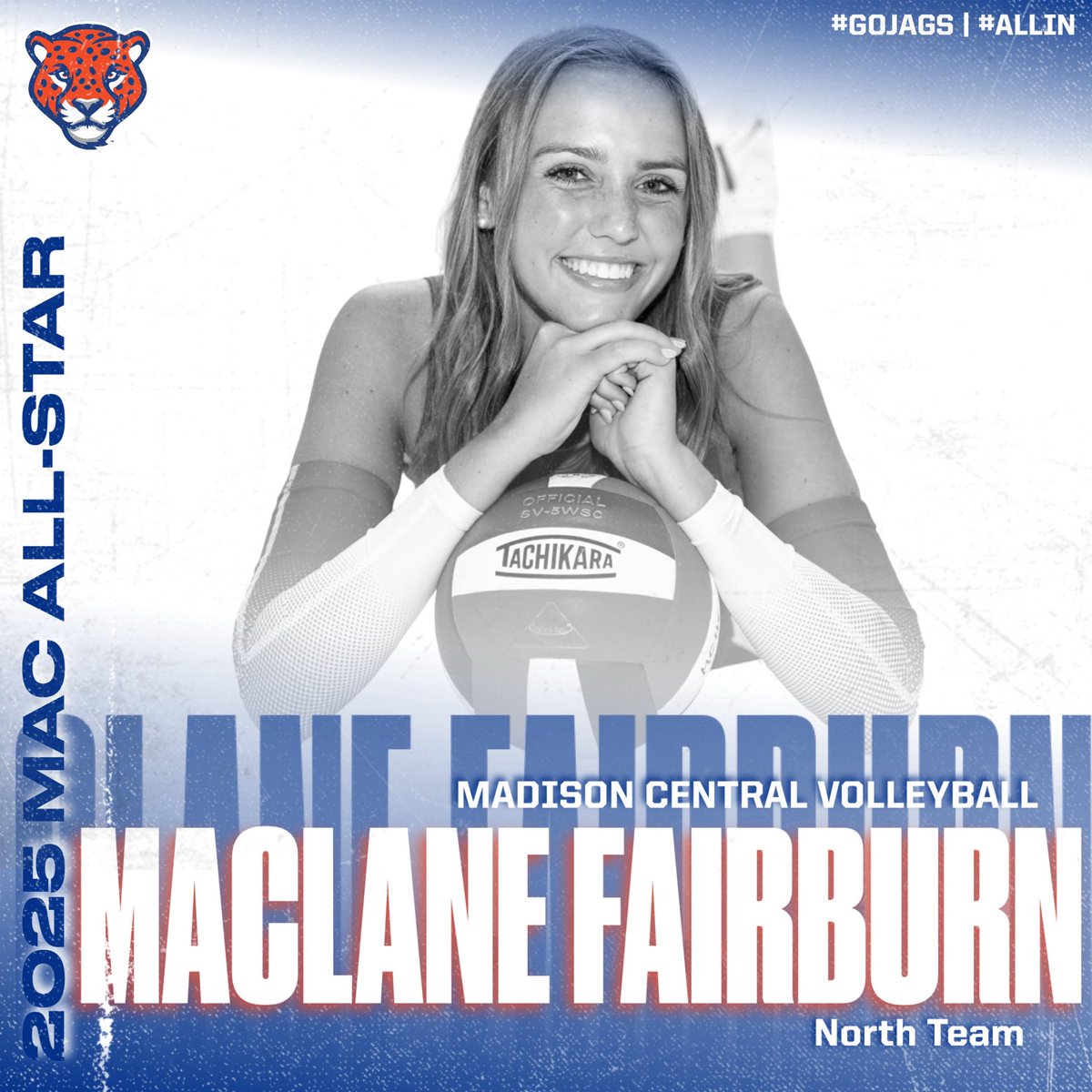 Tonight’s the night!

Our very own senior, Maclane Fairburn, is hitting the court in the MAC All-Star Volleyball Game at 6PM at Brandon High School.

Come out and cheer her on — we can’t wait to watch you dominate, Mac Attack! 🏐🔥 

#GoJags | #Allin