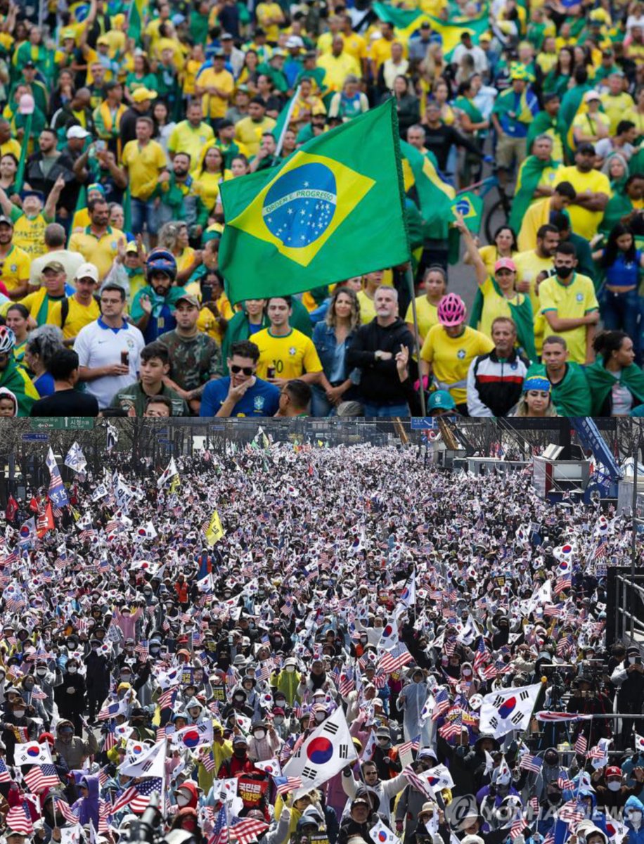 🇧🇷 BRAZIL. 🇰🇷 SOUTH KOREA.

Two nations. SAME PLAYBOOK.

Bolsonaro was ousted through LAWFARE.
Yoon was removed by a STOLEN ELECTION and replaced with a CCP-BACKED REGIME.

This is NOT a political dispute.
It’s FREEDOM vs. COMMUNISM.

What’s happening in Brazil and Korea
is a