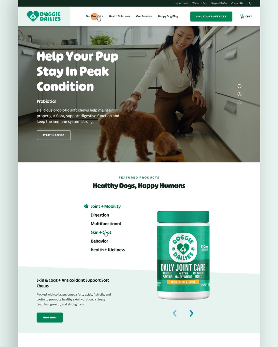 atypiccraft's tweet image. We originally built Doggie Dailiesā siteāand recently gave it a reskin to reflect their updated branding. Proof that when the foundation is strong, the visuals can evolve. #BrandRefresh #WebDesign #WebRefresh