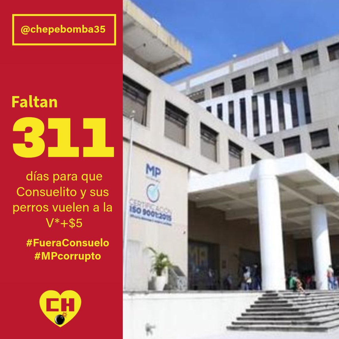 ChepeBomba35's tweet photo. Donde va a haber un sismo próximamente será en el MP.
Sacarán a gente INÚTIL que le ha hecho mucho daño al país.
Un día menos para @jose_cucul86695 @angelpineda75 @Mconsueloporras @__VaderTG Todos ustedes son UNA VERGÜENZA.
#FueraMP #FueraCurruchiche #FueraAngelPineda #FueraConsueloPorras