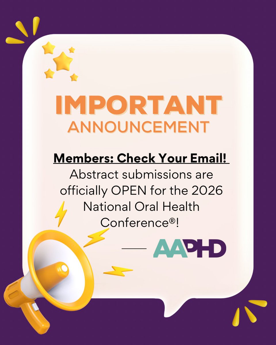 Members: Check Your Email! Abstract submissions are officially OPEN for the 2026 National Oral Health Conference®!

Are you ready to share your research, insight, and innovation with the nation’s top public health dental professionals?

 Check your inbox  for details!  

 #NOHC