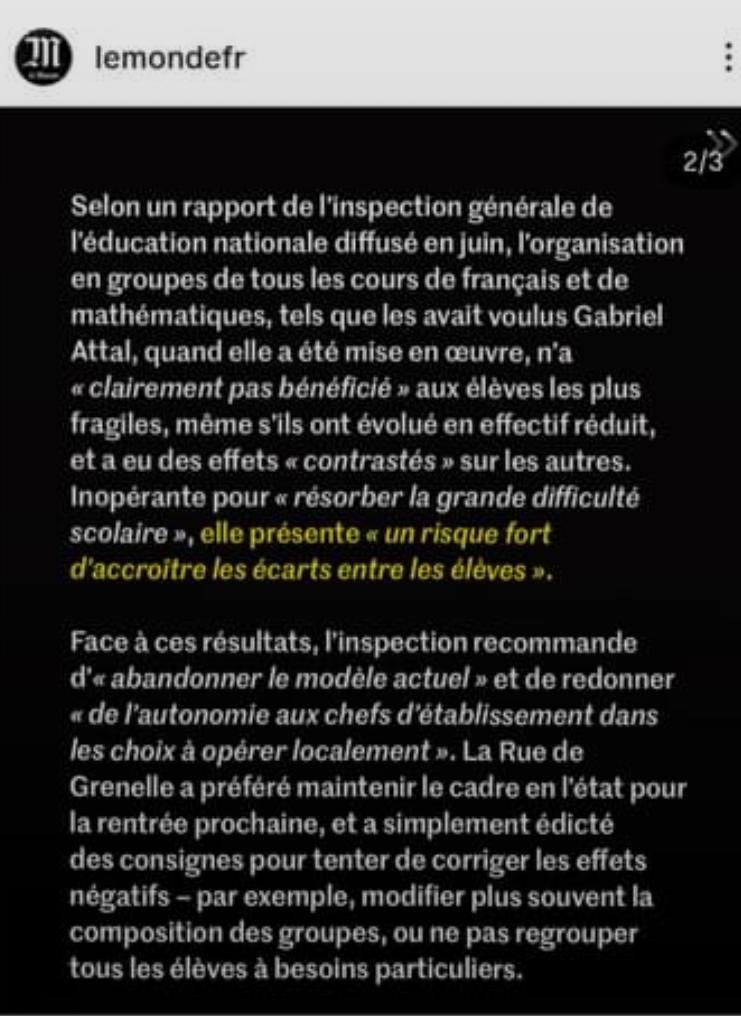 Nain_Portekoi's tweet photo. Comment ? Le fait de mettre tous les bons élèves dans un groupe et tous les élèves en difficulté dans un autre bénéficie surtout aux meilleurs ? EXACTEMENT COMME L'AVAIENT ANNONCÉ TOUS LES SPÉCIALISTES DE LA QUESTION ?
Franchement je suis surpris.
(non) https://t.co/jrpo57gDZe