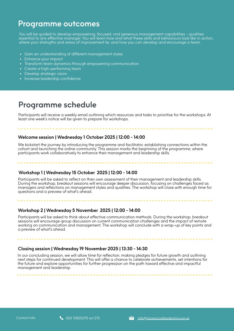 Are you one of the 82% of managers who’ve never received formal training?

 Our 7-week Management Fundamentals course is built for you.

Join live, interactive sessions where you’ll apply proven tools in real time, so you can lead with confidence, save time, and prevent the