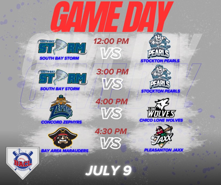Bay Area Collegiate League (@baclbaseball) on Twitter photo 📣Big Mid Week Games📣
🥇Chico LoneWolves
🥈Stockton Pearls
🥉Marysville Giants
<a href="/stocktonpearls/">Stockton Pearls</a> <a href="/southbaystorm/">South Bay Storm</a> <a href="/Lohseacademy/">Erik Lohse</a> <a href="/caliredtails/">California Red Tails</a> <a href="/YBaseball49/">Yuba College Baseball</a> <a href="/CAGEYkings/">Kyle Wayne Gross</a> <a href="/West_CoastKings/">WestCoastKings⚾️</a> 📣Big Mid Week Games📣
🥇Chico LoneWolves
🥈Stockton Pearls
🥉Marysville Giants
<a href="/stocktonpearls/">Stockton Pearls</a> <a href="/southbaystorm/">South Bay Storm</a> <a href="/Lohseacademy/">Erik Lohse</a> <a href="/caliredtails/">California Red Tails</a> <a href="/YBaseball49/">Yuba College Baseball</a> <a href="/CAGEYkings/">Kyle Wayne Gross</a> <a href="/West_CoastKings/">WestCoastKings⚾️</a>