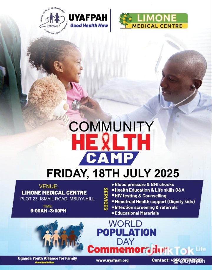 Move together and you will move far...in collaboration with <a href="/LimoneMedical/">Limone Medical Center</a> we are bringing you a free Community Health camp at the facility on Plot 23 Ismail road this Friday July 18, as a post #WPD2025 commemoration event. Don't wait for signs and symptoms!