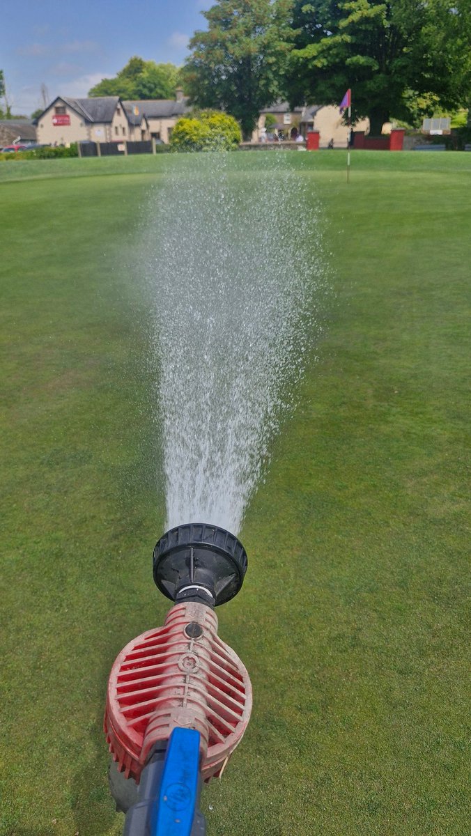 With temps soaring and the ageing irrigation system under pressure we have had to adapt and use what is available to keep the greens alive through this period. Not all courses have automatic irri so this will just have to do. #rainbows #toasty <a href="/ScratchCups/">Scratch Cups Ireland</a> East Cork GC