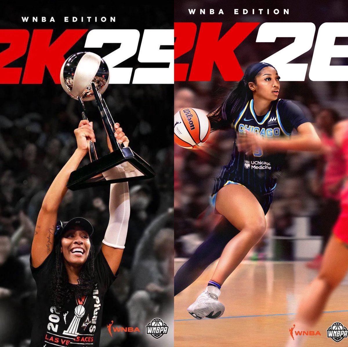 The First Two WNBA Cover Athletes for NBA 2K:

A’ja Wilson (NBA 2k25)
Angel Reese (NBA 2k26) 

THEE FACES! 🙂‍↔️✨