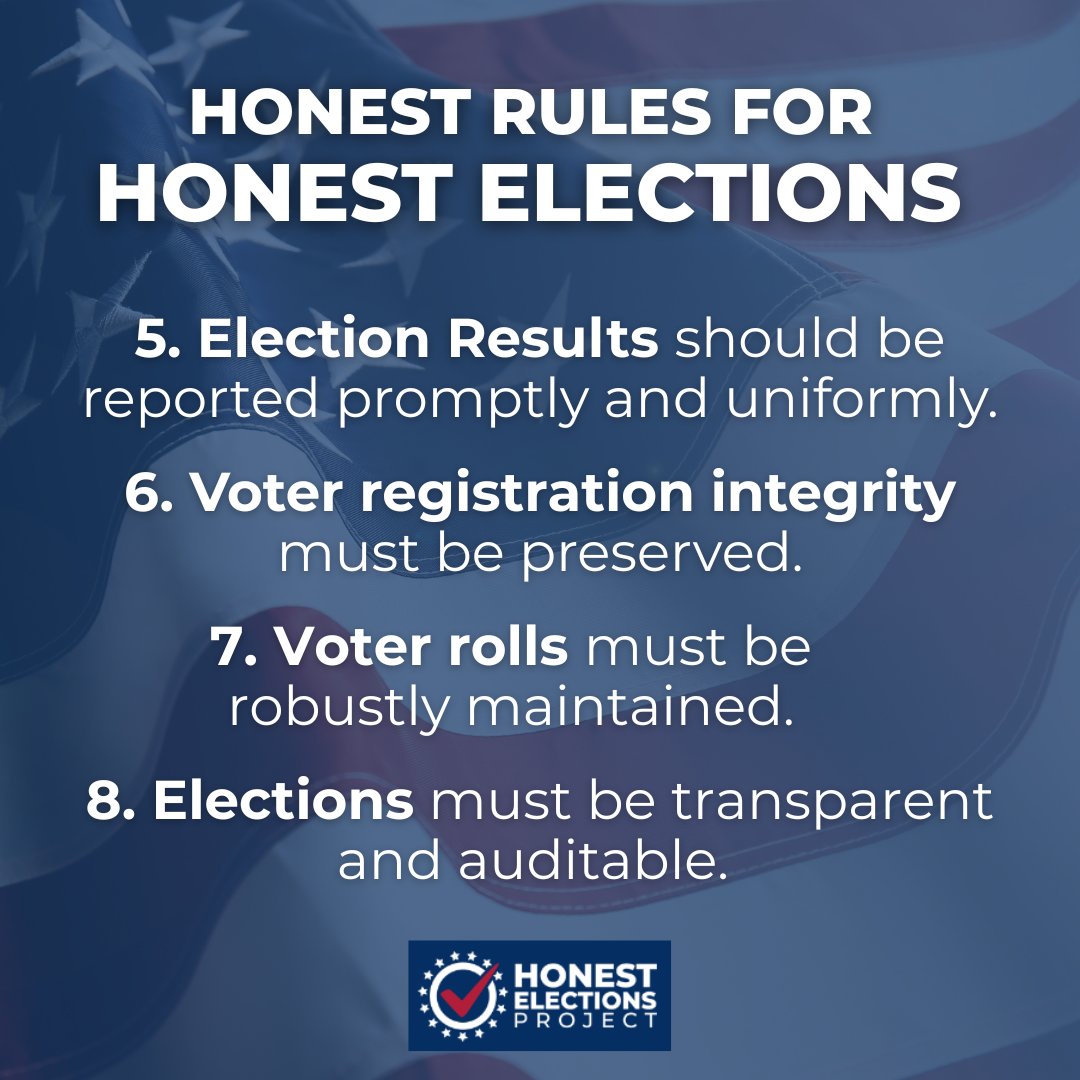 honestelections's tweet image. A secure election is one where the process is clear, the results are timely, and every eligible vote counts.
Here’s part 2 of what that looks like in practice ⬇️