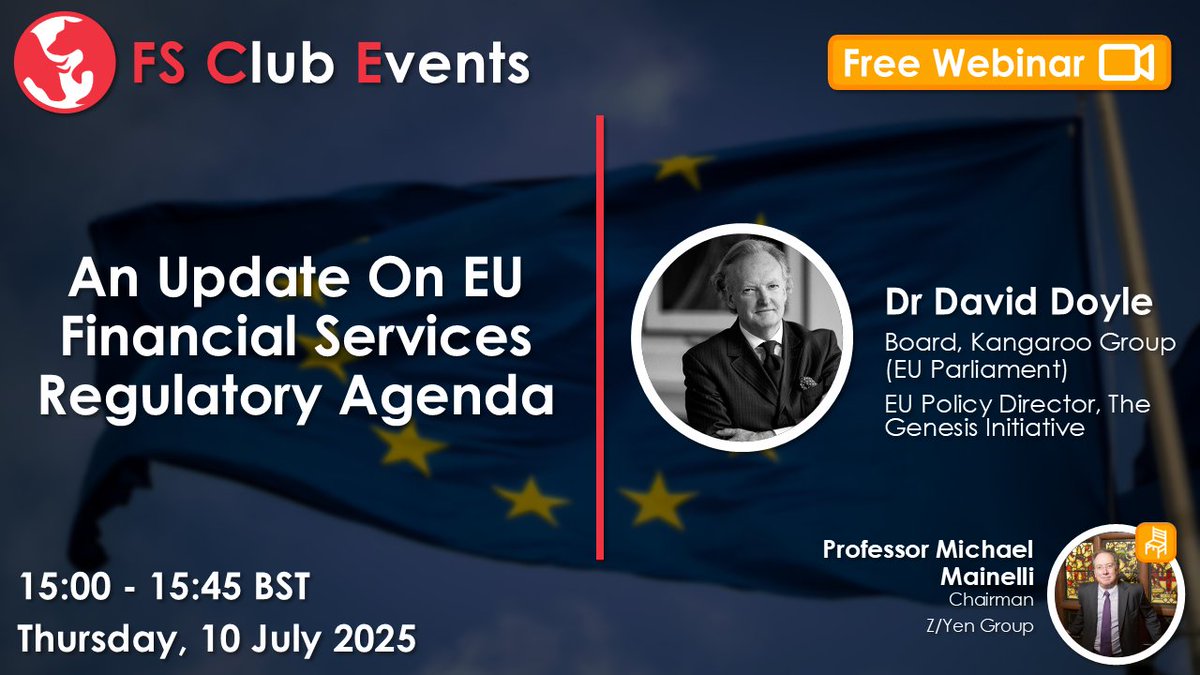 📊 EU regulatory expert Dr David Doyle returns tomorrow with key updates on the EU financial services agenda, covering DORA, ESG reporting, and the new Savings &amp; Investment Union. A must-watch for professionals navigating regulatory change.🔗shorturl.at/H4G7P