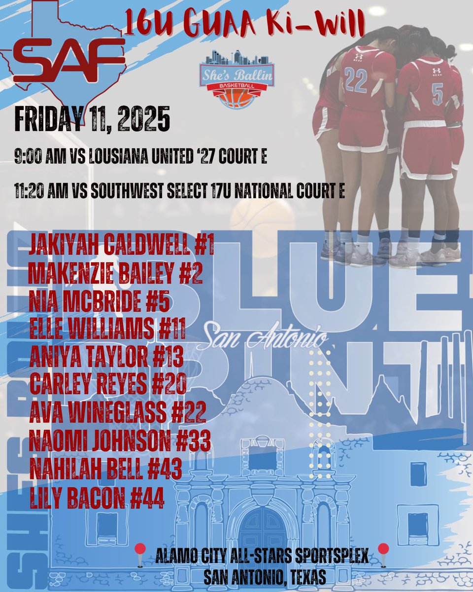Ava Wineglass (@avawineglass29) on Twitter photo Looking forward to competing in <a href="/ShesBallin/">ShesBallin</a> Blue Print Friday with my teammates. Come check us out!
📍San Antonio, Texas! Looking forward to competing in <a href="/ShesBallin/">ShesBallin</a> Blue Print Friday with my teammates. Come check us out!
📍San Antonio, Texas!