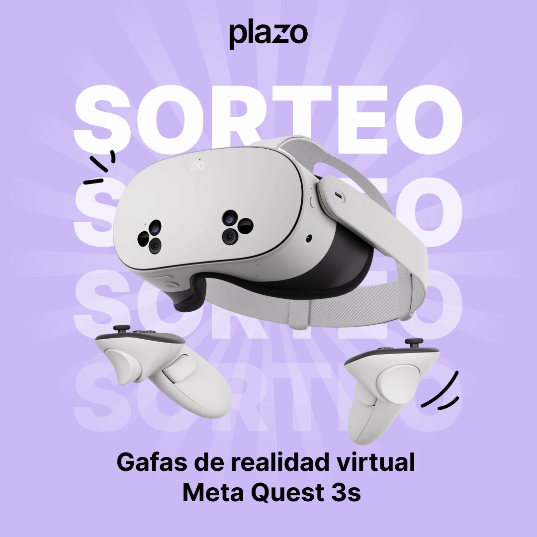 #SORTEO | Sorteamos unas gafas de realidad virtual Meta Quest 3s.

Para participar sigue estos pasos: 
1️⃣ Sigue a <a href="/PlazoApp/">Plazo App</a> 
​2️⃣Dale 🩷 y 🔁
3️⃣Menciona a 2 personas.  

Participa hasta el 4 de agosto a las 23:59.