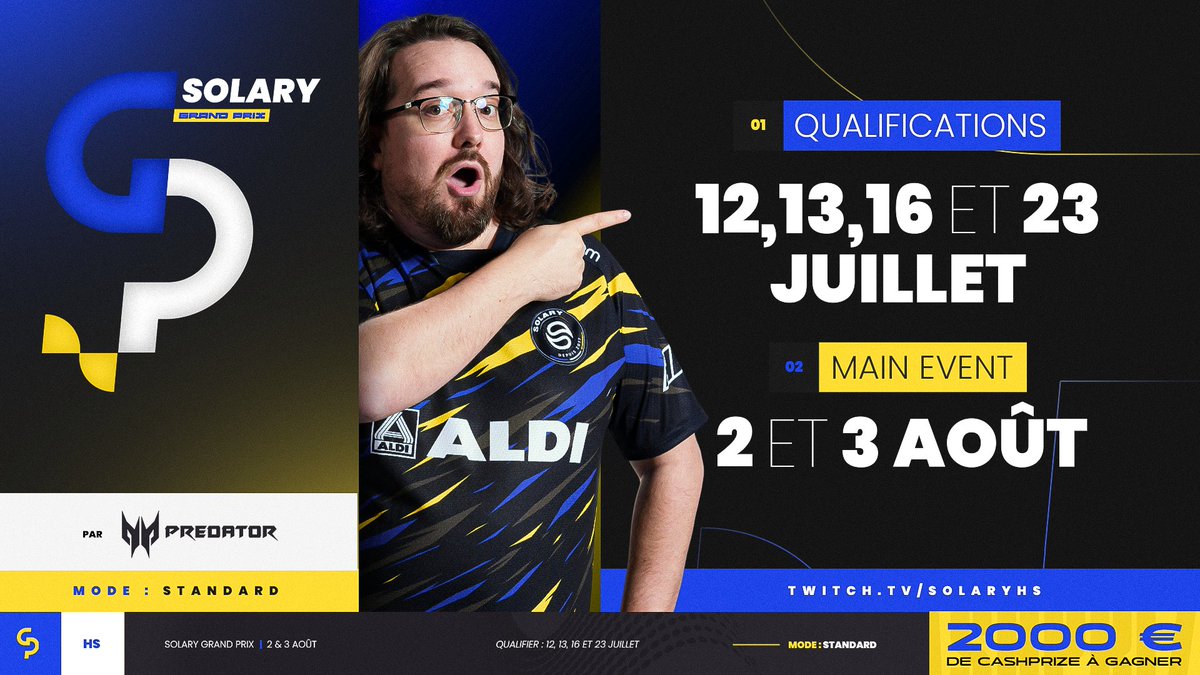 Solary (@solarytv) on Twitter photo Nouveau Solary GP by <a href="/PredatorFrance/">Predator Gaming 🇫🇷</a> pour la nouvelle extension !
Tente de remporter 2000€ de cashprize avec les nouveaux decks de la Cité Perdue d'Ungoro 🌋
Inscription au qualifier 👉 linktr.ee/SolaryHS Nouveau Solary GP by <a href="/PredatorFrance/">Predator Gaming 🇫🇷</a> pour la nouvelle extension !
Tente de remporter 2000€ de cashprize avec les nouveaux decks de la Cité Perdue d'Ungoro 🌋
Inscription au qualifier 👉 linktr.ee/SolaryHS