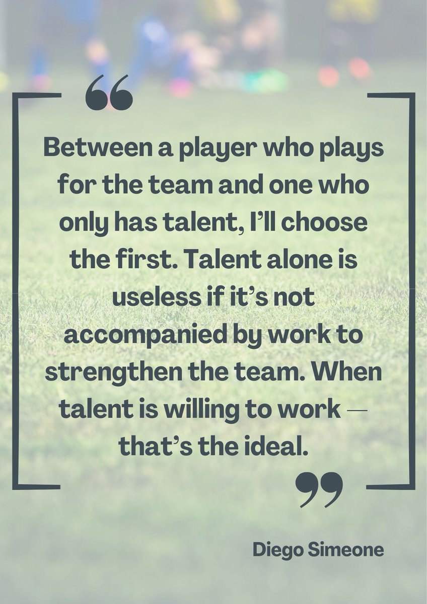 #RBAquotes #Atleti coach Diego Simeone on a dilemma that arises at every level of the game: perhaps only at youth level does talent outweigh other factors. 

#football #soccer