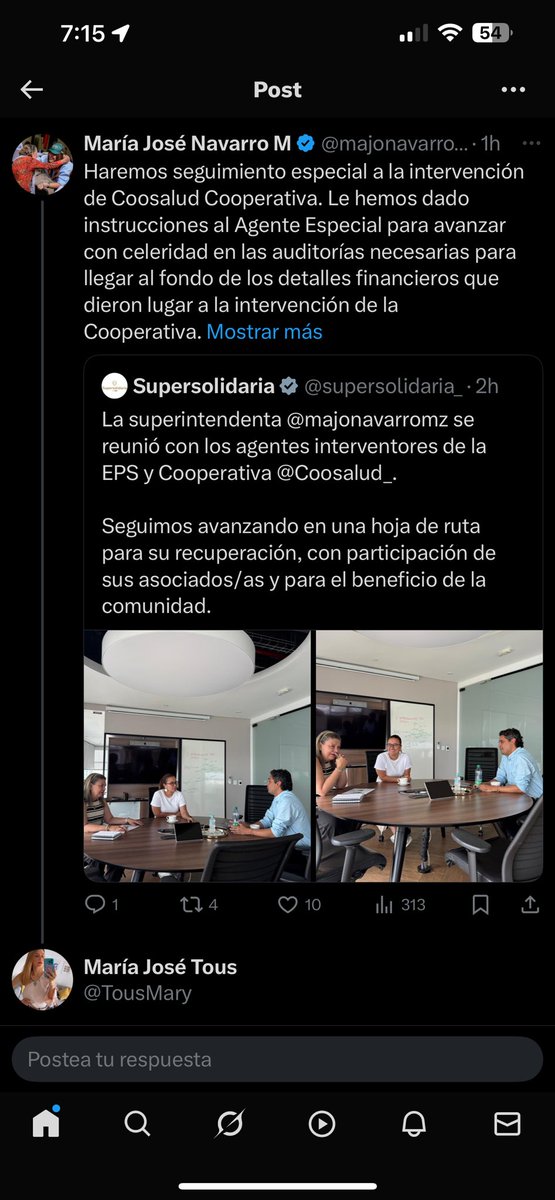 TousMary's tweet photo. @julianquintanat La señora hasta había publicado un post, eliminado ya claramente, donde confirma que aún están en la búsqueda del causal de la intervención a la Cooperativa. Qué te parece https://t.co/tcdljccaGD