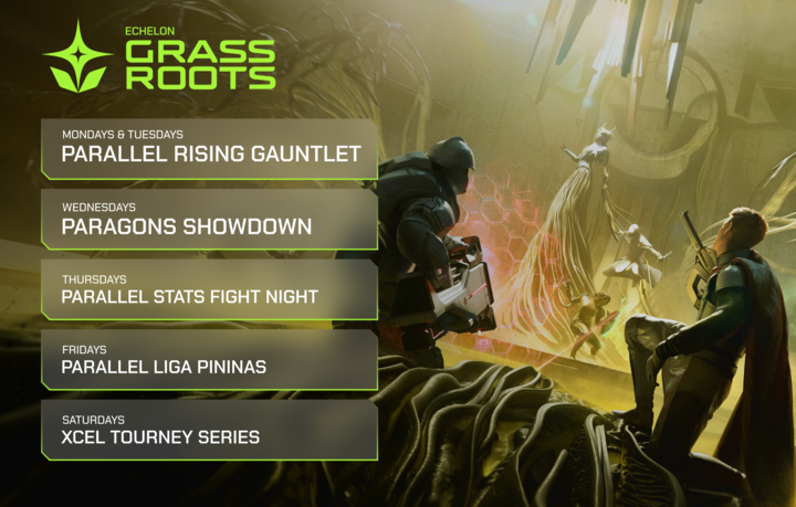 We're excited to have our <a href="/ParallelTCG/">Parallel</a> Grassroots programs starting off strong!

The goal of these additional tournament offerings is to unlock new competitive play options for players who aren't in the thick of the Parallel Prime League.

Let's take a look at the upcoming events