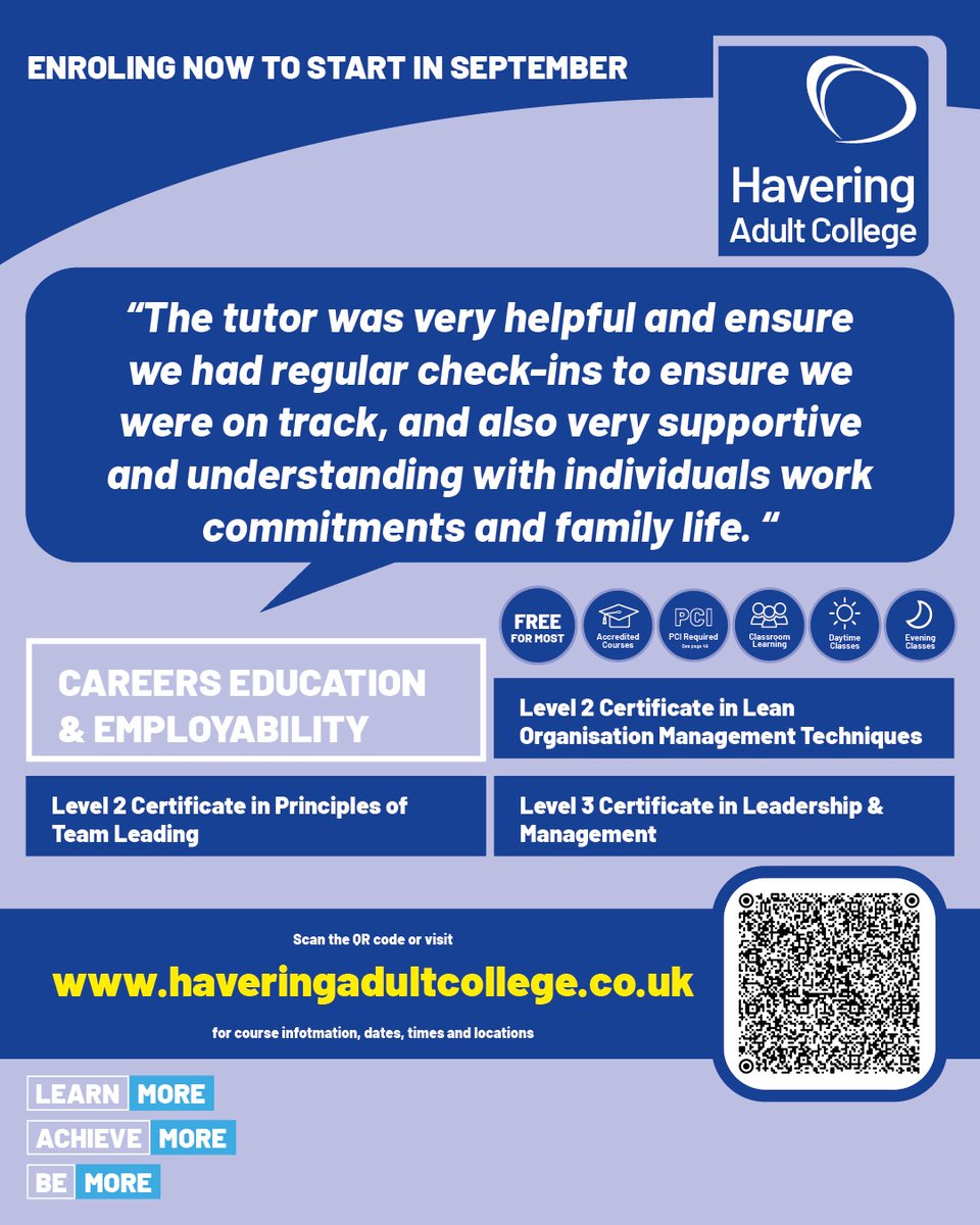 Climb the Ladder to Success

Enrolling Now

haveringadultcollege.co.uk
#AdultLearner #Havering #CareerSupport #CareerProgression