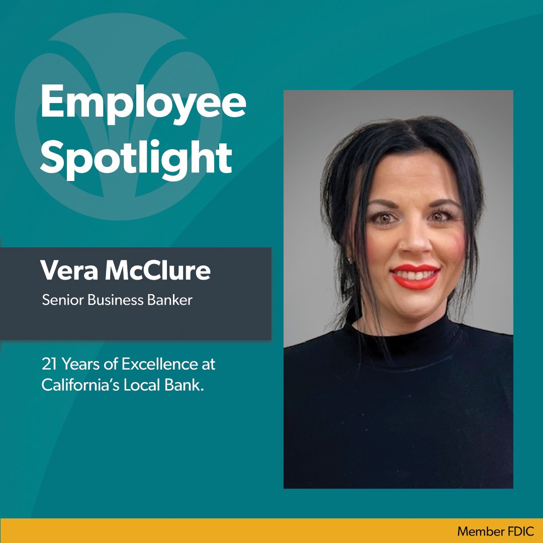 Meet Vera McClure, Senior Business Banker at the Tri Counties Bank Chowchilla branch! She loves that the executive team personally know and support employees. Vera has helped her customers grow their businesses and achieve their financial goals. #EmployeeSpotlight  #MemberFDIC