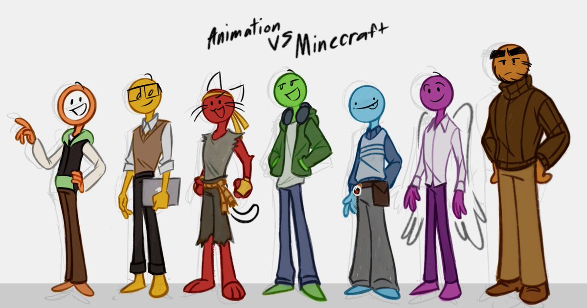 thatfishfriend's tweet image. I finally made a lineup &amp;lt;3
#alanbecker #animationvsminecraft