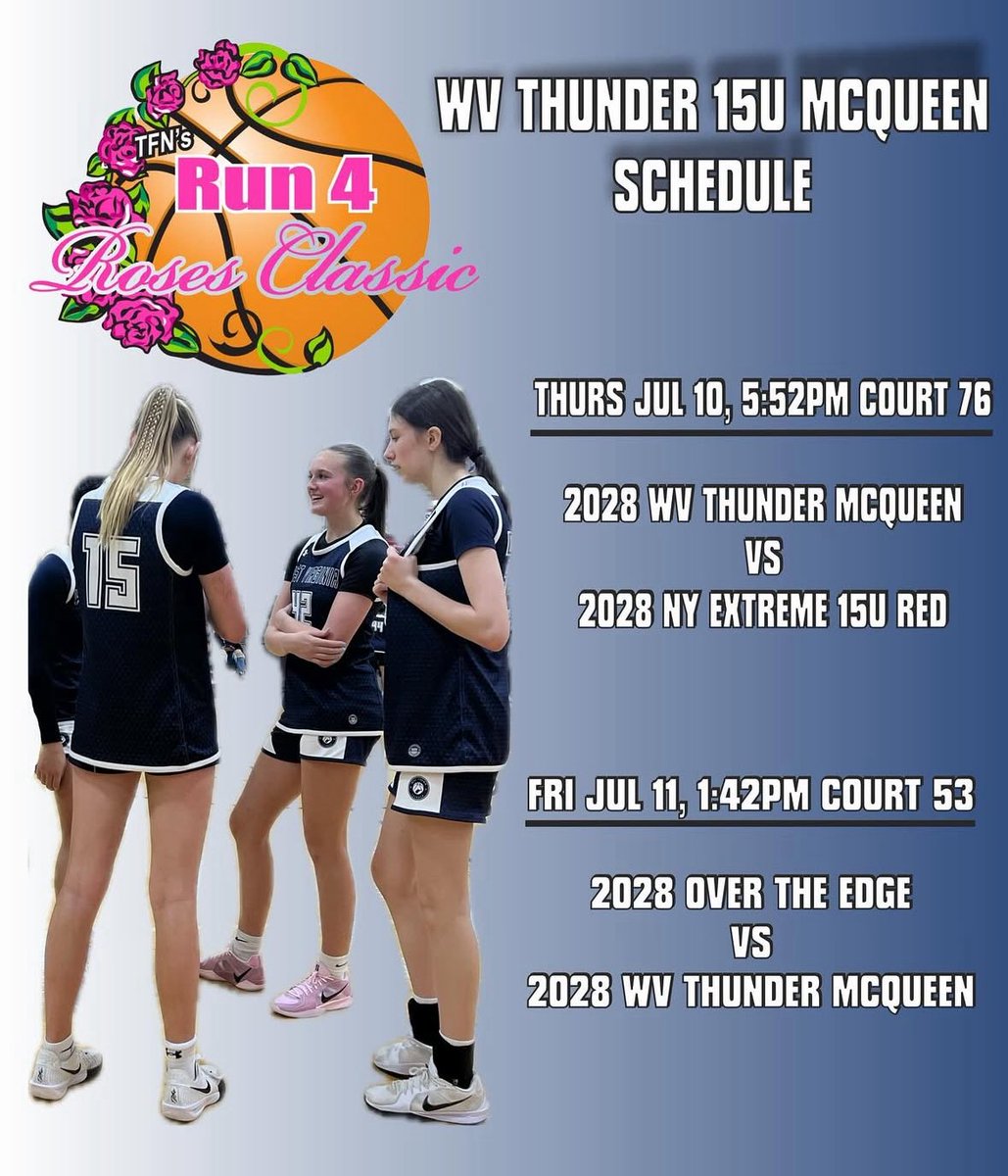 Schedule for Run 4 Roses this week! <a href="/GirlsYorktown/">Yorktown Girls Basketball</a> <a href="/2028MCQUEEN/">WV Thunder McQueen 15U</a>