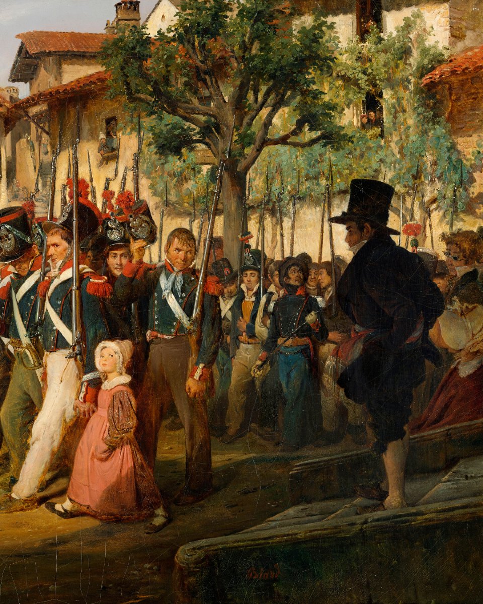 MuseeArmee's tweet image. [#BeauxArts] 🖼️ English below 👇 Ce tableau de François-Auguste Biard représente la garde nationale, une milice citoyenne qui fut sous le commandement de La Fayette !

🪖 Instituée en 1789, son rôle était d&apos;assurer le maintien de l&apos;ordre dans chaque commune en temps de paix et la…