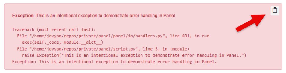 Panel_org's tweet image. 🤖Panel 1.7.3 makes it easy to copy-paste exceptions to LLMs and search engines by adding copy-paste button.

#python #dataviz #datascience #analytics