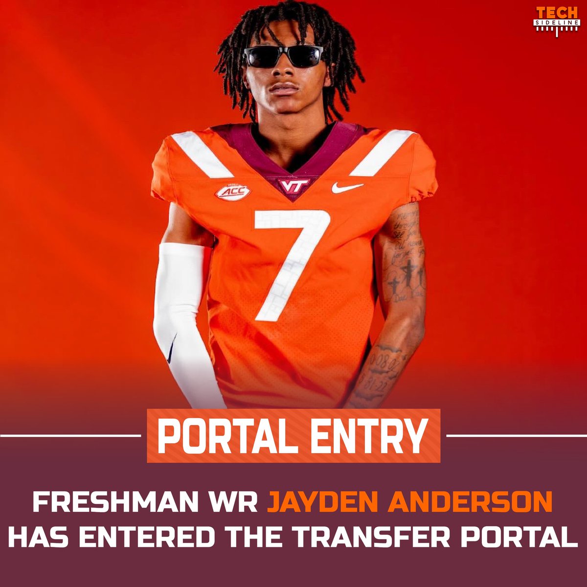 BREAKING: Freshman wide receiver Jayden Anderson has entered the transfer portal according to <a href="/On3sports/">On3</a>.

#Hokies