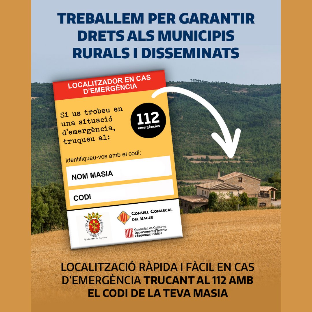 El Consell Comarcal del Bages posa en marxa un sistema d’identificació i localització d’edificacions aïllades

Durant els pròxims dies, la Policia Local i Protecció Civil de Cardona repartiran uns imants de nevera amb un codi únic

+info: cardona.cat/comunicacio/no…