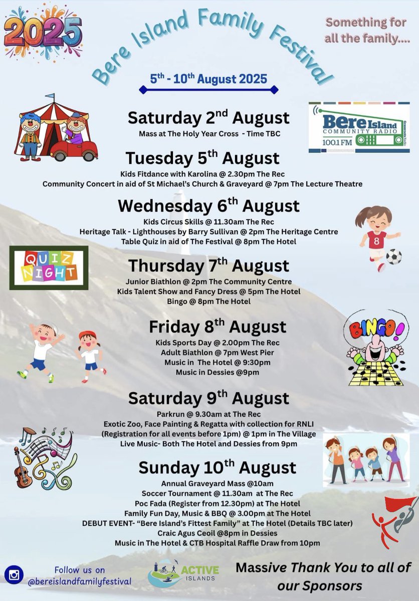 CorkSports's tweet photo. 🤩✨ Bere Island Family Festival Supported By Cork Sports Partnerships Active Island Initiative 🏝️

#ActiveCork | #ActiveIslandsHub https://t.co/JO4AAXL1DX