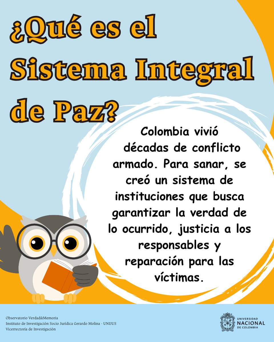 🕊️ Desde el Observatorio Verdad&amp;Memoria te invitamos a conocer qué es el Sistema Integral para la Paz y por qué es clave para la verdad, justicia y no repetición en Colombia 🇨🇴.

📲 Mira la publicación completa en nuestro Instagram: instagram.com/p/DLqcxGop3iF