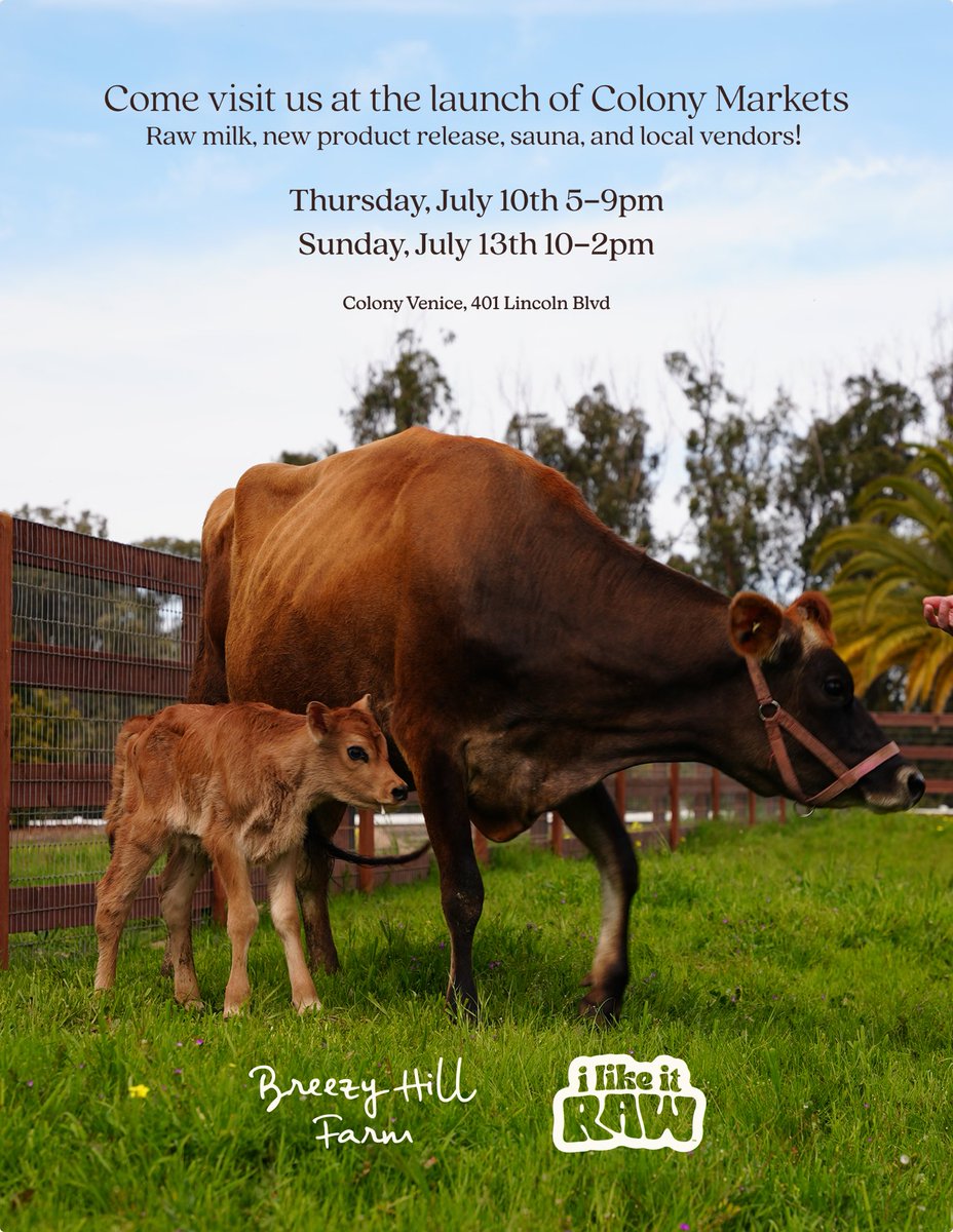 Come celebrate the launch of the newest LA farmers market at Colony Venice tomorrow and Sunday! <a href="/breezyhill_farm/">Breezy Hill Farm</a> <a href="/ilikeitrawdairy/">I Like It Raw</a>