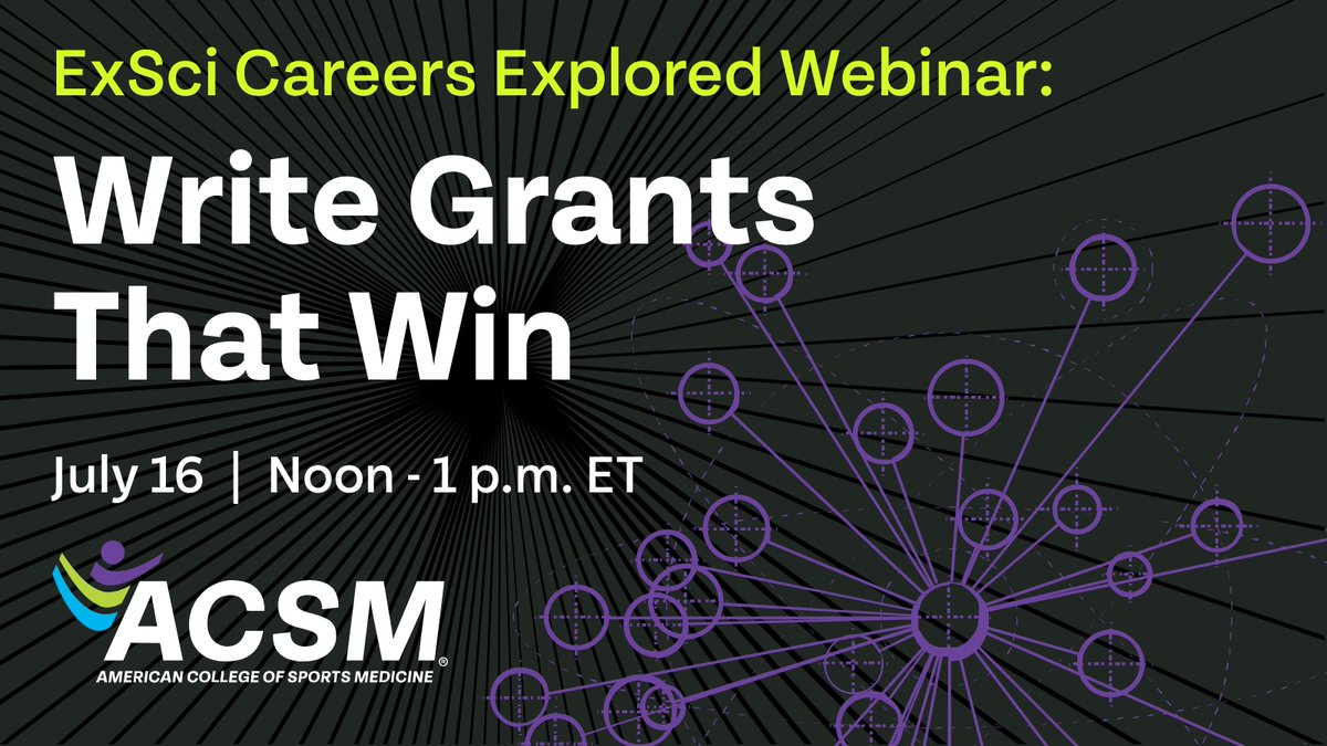 Upcoming Webinar: Write Grants That Win!

Drs. Monica Hubal and Steve Malin share expert tips on grant writing that will help you stand out in today’s highly competitive grant landscape.
✔️ Register: brnw.ch/21wU15N

This webinar is free for ACSM members!
