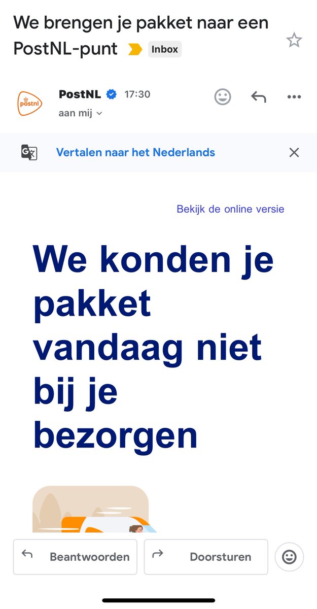 De service bij PostNl wordt er niet beter op. Tot twee keer toe wordt een bezorging uitgesteld. Nu krijg ik een bericht dat het pakket niet bezorgd kon worden, terwijl ik gewoon thuis was. Er is nog niet eens de moeite gedaan om aan te bellen. Wat een waardeloze service!