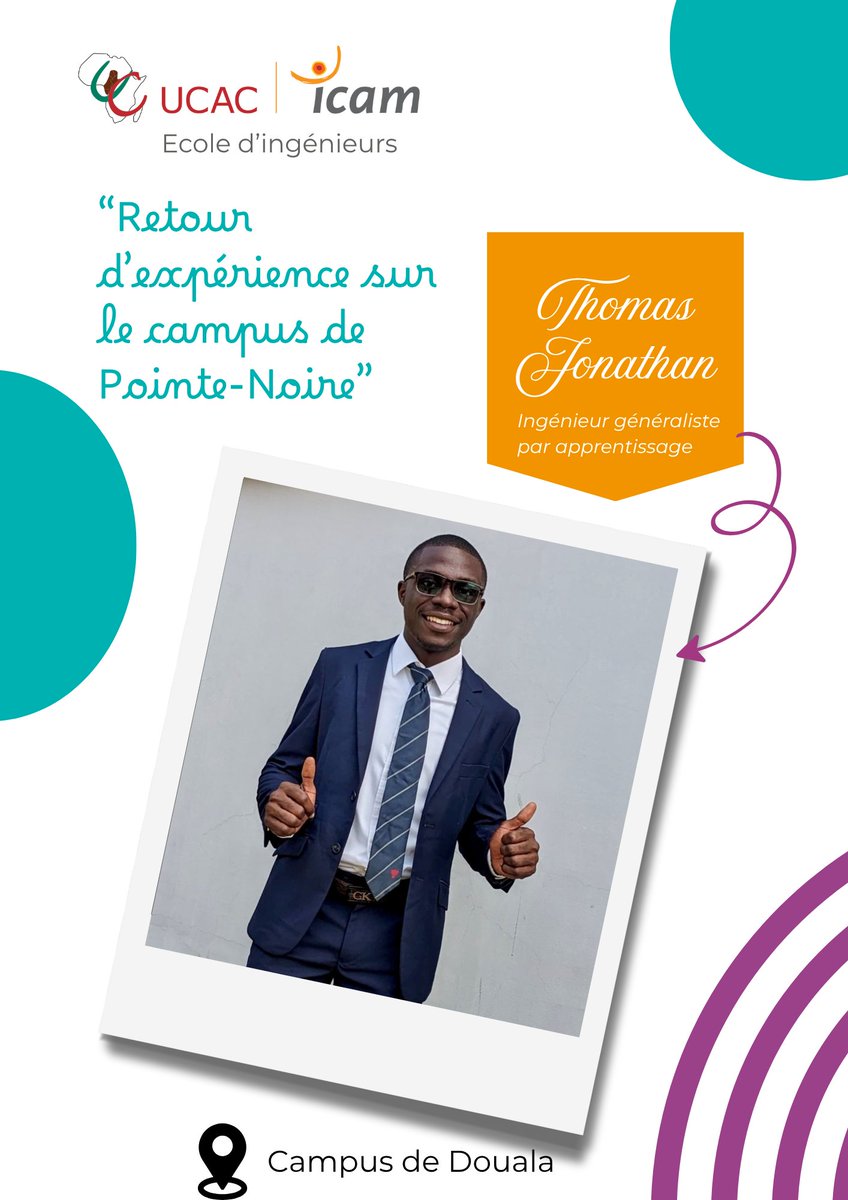 [#témoignages]  Thomas Jonathan, élève-ingénieur en 3ᵉ année du parcours généraliste par apprentissage, partage son retour d’expérience sur les deux premières années de sa formation, sur le campus de Pointe-Noire, au Congo-Brazzaville.
👉 Lisez la suite : urls.fr/9LgEYn