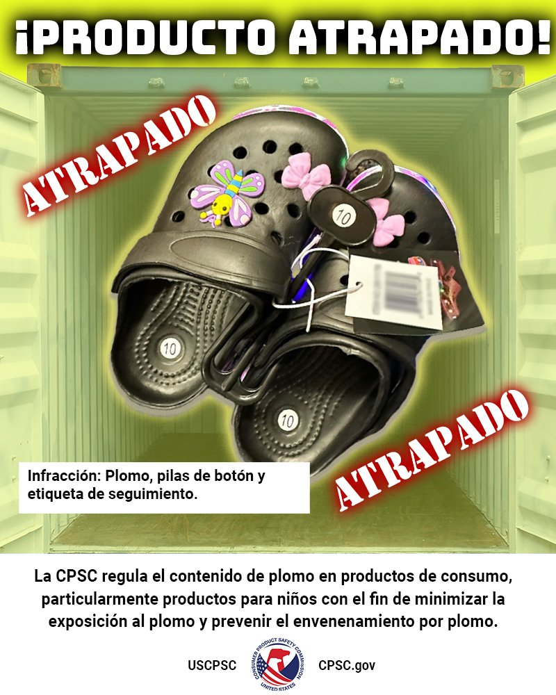 SeguridadConsum's tweet photo. ¡Atrapamos otro! 
El plomo es tóxico si lo ingieren niños pequeños y puede provocar efectos adversos para la salud. Nuestro personal en los puertos detecta estos productos peligrosos antes de que lleguen a su hogar. https://t.co/ABxIhJBp7o