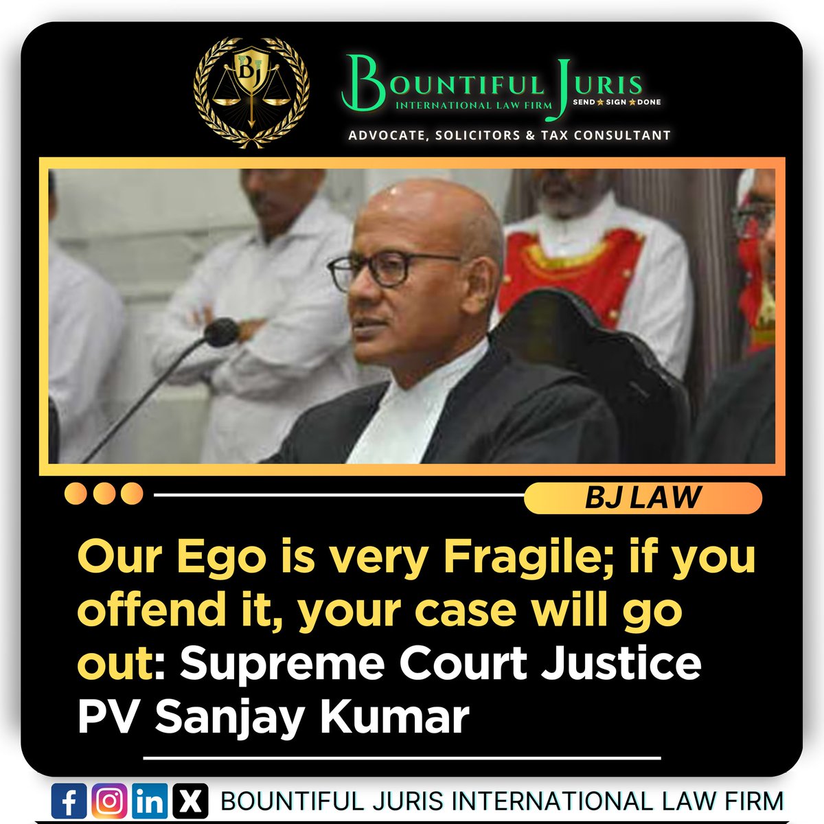 Bountiful_Juri's tweet photo. Our Ego is very Fragile; if you offend it, your case will go out: Supreme Court Justice PV Sanjay Kumar
.
Follow Us For More Updates 
.
.
.
.
#supremecourtofindia #justice #judges #justicesanjaykumar #courtwithconfidence #offended 
#bountifuljuris https://t.co/RMFHROE7Tg