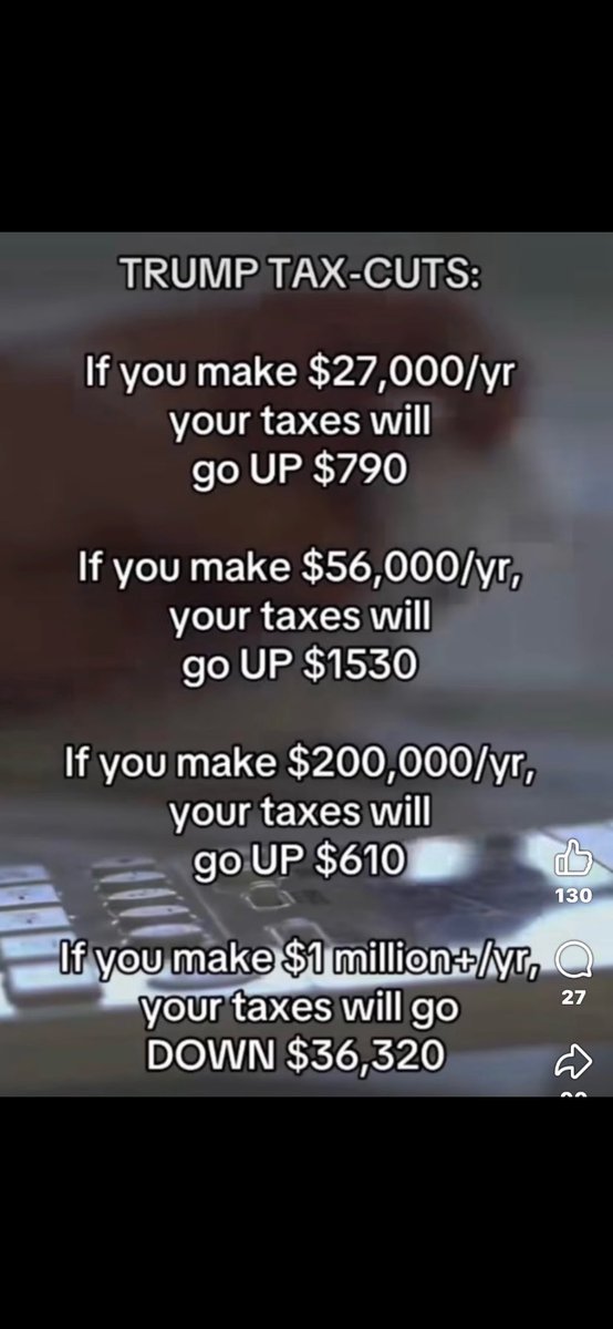 Trump told us all that he would cut our taxes. Instead he gave us a tax increase. But  for those who make a million or more a year he gave them a huge tax cut. This kind of governing results in revolutions. The American people will not stand for this. 🇺🇸