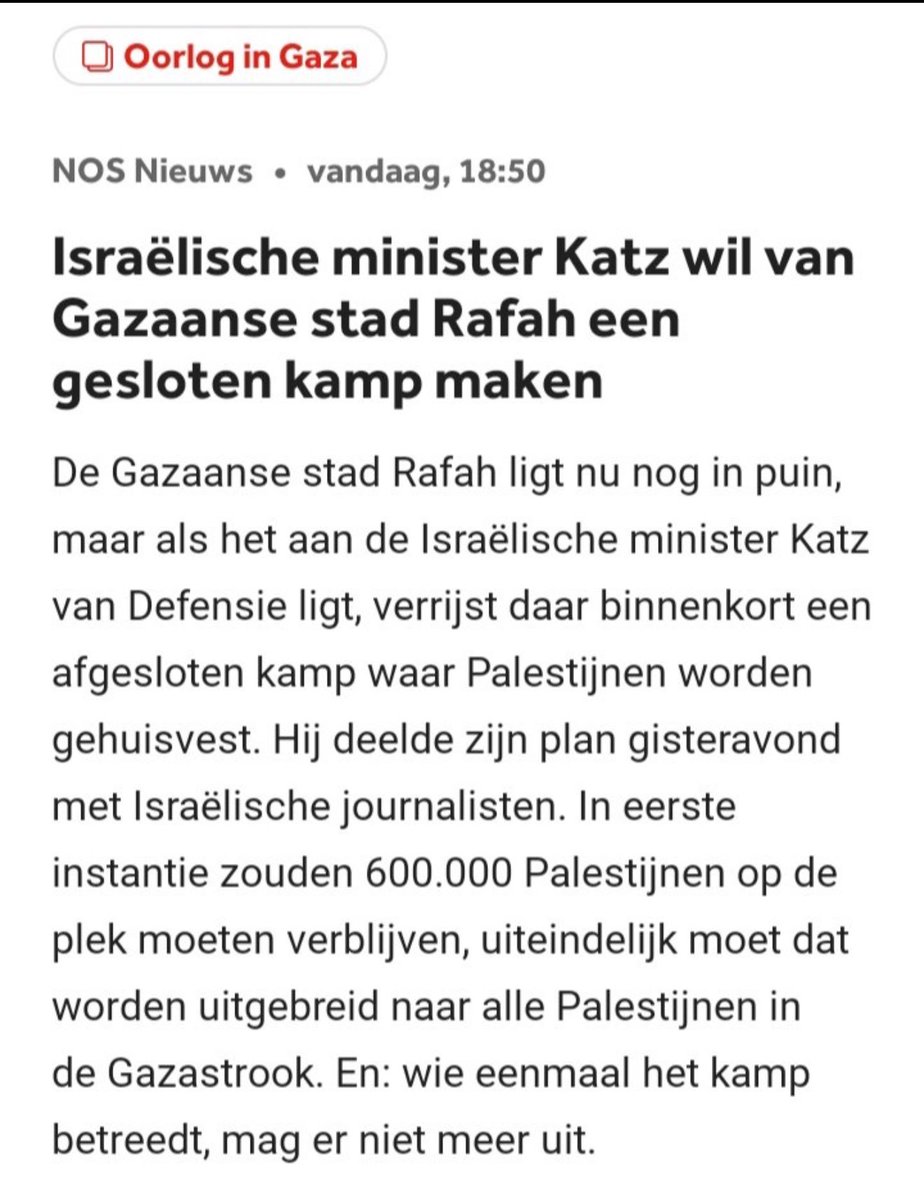 Een concentratiekamp. Vorige keer konden mensen nog tegen hun kinderen zeggen: ‘we wisten het niet’ Straks alleen:’ we wisten het wel, maar het kon ons niet schelen.’