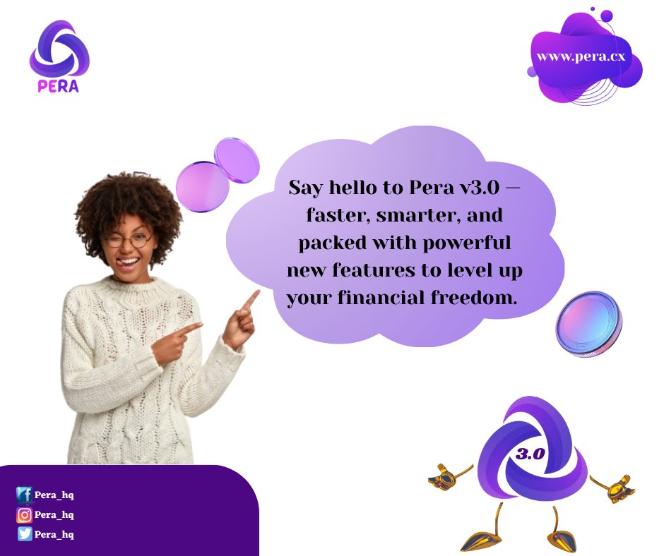 Pera_hq's tweet photo. We’ve completely reimagined what Pera can do for you. #PeraV3 #PeraUpdate #CryptoMadeEasy #pera #tradeatease #PeraShop https://t.co/kw4ukJUF1y