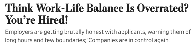 _MichaelShore's tweet photo. Companies are saying the quiet part loud. Work-life balance is dead.

The pendulum is swinging. We’ve officially exited the “candidate’s market". Employers are requiring 70+ hour work weeks and unrelenting pace. It's tough out there.

This is exactly why I work for myself. Not to avoid hard work (it's actually really hard). It's because if I'm going to show up and bust my ass every day, I want it to be on my terms, not someone else’s.

I believe there's never been a better time to go independent. If you’ve got expertise, the market will pay for it. Package it up and start telling people about it.

You might surprise yourself.