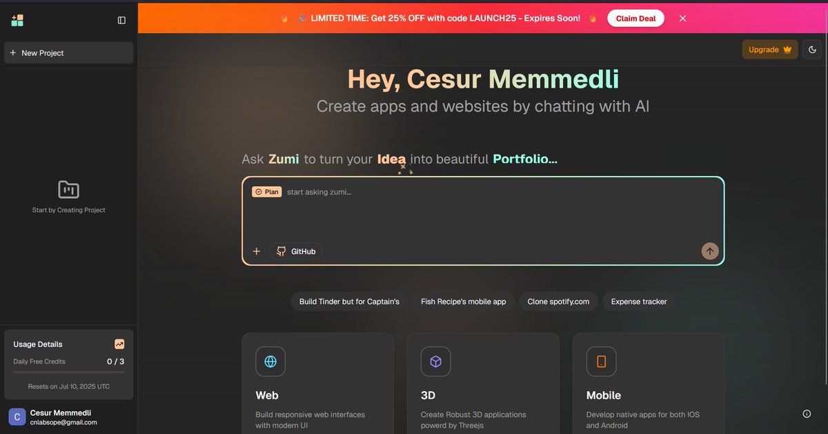 zumiapp's tweet photo. LIMITED TIME: Now you can get 25% discount code by typing LAUCH25 
#NoCode #webdeveloper #webdesing https://t.co/2Tf6GDMImC