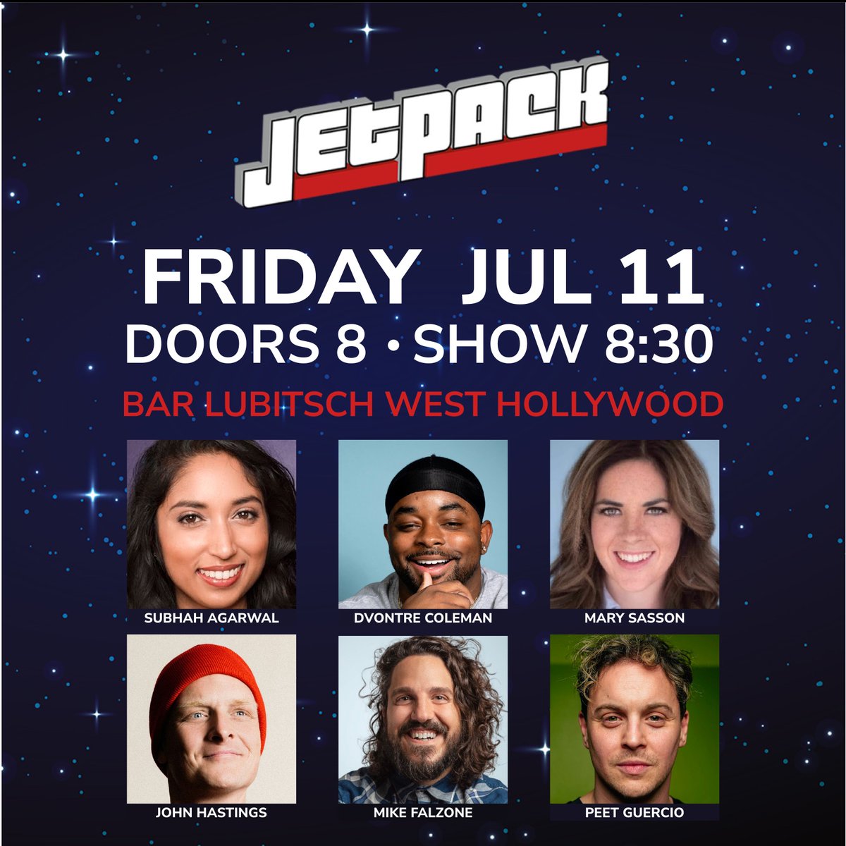 Jetpack Comedy (@jetpackcomedy) on Twitter photo Friday! Jetpack is here to make you forget about everything but killer standup for a few hours.
@PeetGuercio @marysasson @Subhah @mikefalzone @Thejohnhastings @barlubitsch <a href="/thecomedybureau/">Comedy Bureau</a>
Get tickets: jetbook.co/e/jetpack-come⦠Friday! Jetpack is here to make you forget about everything but killer standup for a few hours.
@PeetGuercio @marysasson @Subhah @mikefalzone @Thejohnhastings @barlubitsch <a href="/thecomedybureau/">Comedy Bureau</a>
Get tickets: jetbook.co/e/jetpack-comeā¦